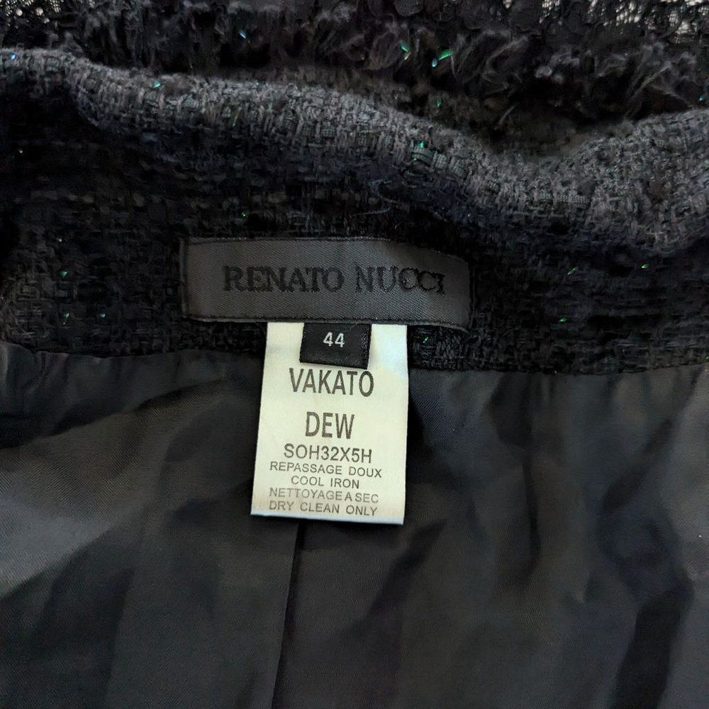 Renato Nucci Floral BlackTweed Fringe Blazer (EU 44) Skirt (EU 46) Set -Large - Picture 8 of 14